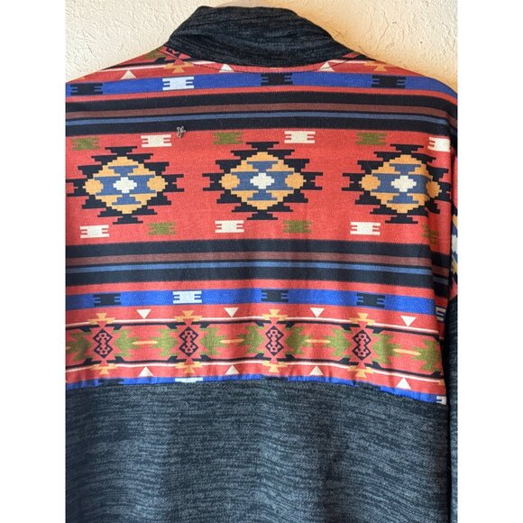 Southwestern Aztec Print 1/4-Zip Pullover Sweater sweatshirt long sleeve xl READ - Picture 7 of 8
